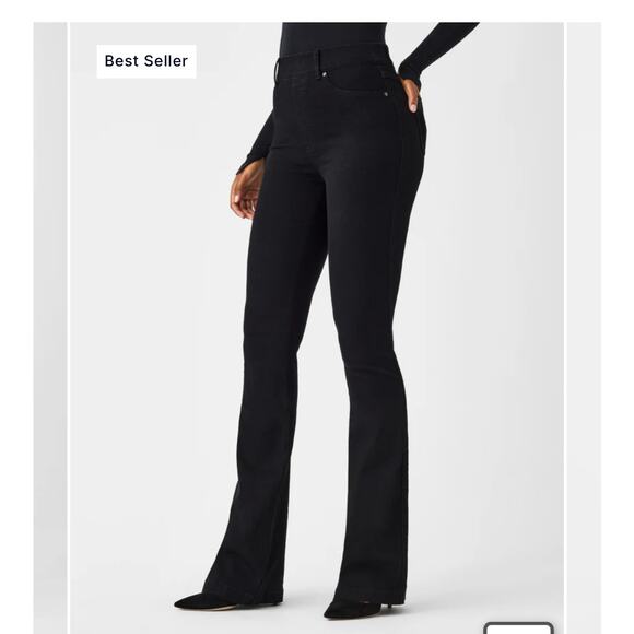 Spanx EveryWear Flare Jeans Womens High Rise Pull On Clean Black size S classy - Picture 7 of 7